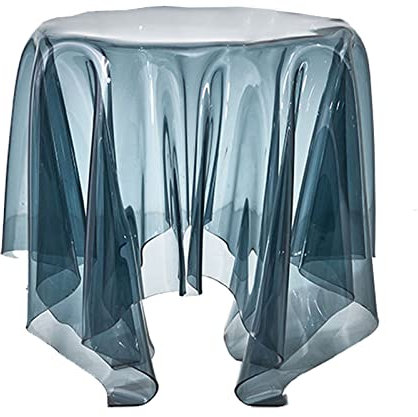 CHEMYO Table Cascade en Acrylique, Table Basse Ronde de Jardin, Porte-Revues Moderne, Table Basse pour Petits Espaces Salon Bureau,Bleu