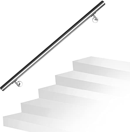 Ansobea Handlauf 200cm,Edelstahl Treppengeländer langer Geländer, für Innen- und Außentreppen,Handlauf Treppe