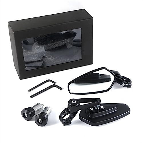 Lenkerspiegel Rückspiegel Für BM&W Für R1150Rt Für G310R Für GS 800 Für K1300R Für R1150GS Für F800R Für F850GS Motorrad Spiegel Rückansicht Griff Bar End Seite Rück 22mm (Farbe : White Glass)