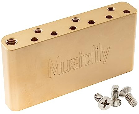 Musiclily Ultra 36mm Messing Kurzer Tremolo Block 52,5mm String Spacing | für Indonesia Squier Affinity und Bullet Serie E-Gitarre Steg