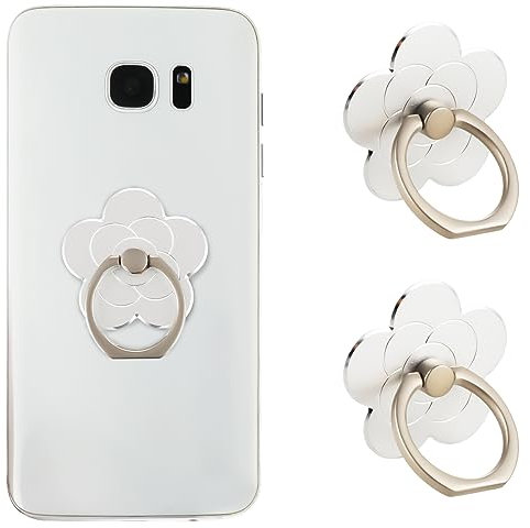 Sibba Lot de 2 Supports de Bague pour Téléphone Portable avec Support en Forme de Fleur en Métal Accessoire Universel Compatible avec Smartphone et TéLéphone Portable Argenté
