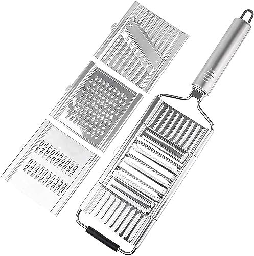 Gemüseschneider-Set, Mehrzweck-Käsereibe, Zwiebel-Gemüseschneider, Handzeste, Edelstahl, Kohlzerkleinerer, Küche, Mandoline für Kartoffel, Zitrone, Ingwer, Knoblauch, Früchte (3-in-1) (#2)