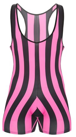 Doomiva Herren Body Einteiler Overall Ärmellos Tank Top Sportbody Männer Streifen Gymnastikanzug Sport Workout Bodysuit Sportwear X Hell Rosa 3XL