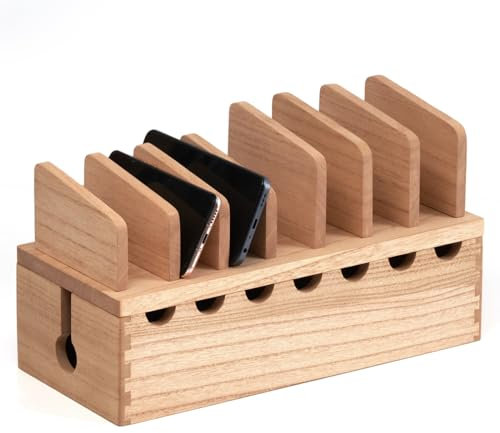 KIRIGEN Kabel-Management-Box aus Holz, Kabel-Organizer, versteckte Steckdosenleiste, Netzstecker, Schreibtisch-Kabelstation