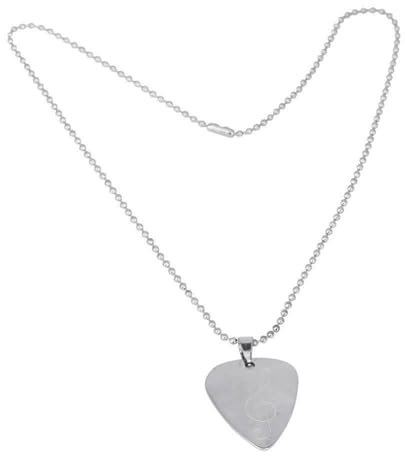 Sunicon Plektrum-Halskette, Edelstahl-Gitarren-Bass-Picks, klassische Metall-Plektrum-Halskette, Instrumentenzubehör (E)