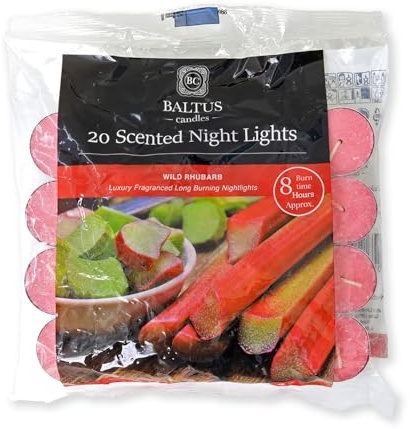 Scented Tea Light Candles Wild Rhubarb 20pcs Mini Wax Night Lights 8hrs Burn
