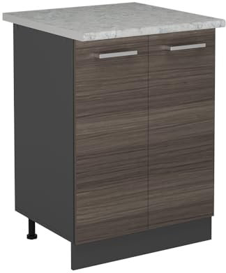 Vicco Küchenunterschrank R-Line, Küchenkommode, Edelgrau, 60 cm AP Marmor