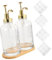 BATHVEVE 1set Reusable Glass Pump Bottle for Coffee Syrup Dispenser Multi-use Lotion Bottle Tray and Stickers for Home Bakery Coffee Shop