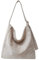 Gluckstar Damen Shopper Tasche, Große Umhängetasche mit Reißverschluss, Schultertasche aus Wildlederimitat, Handtasche für Arbeit, Uni & Alltag, Stilvolle Tote Bag (Eiskristallweiß)