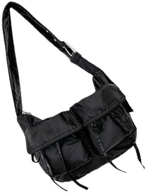 uikios Messenger-Tasche aus Segeltuch, Retro-Stil, Umhängetasche, Umhängetasche, Schultertasche, Handtasche, für Arbeit, Reisen, Schule, Unisex, Schwarz , as pics show