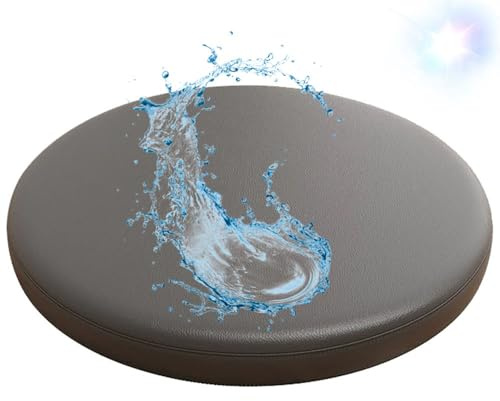 ZZDZW Sitzkissen Rund 30cm 35cm 40cm 45cm 50cm Stuhlkissen Leder Outdoor Indoor Gartenstuhl Cushion Wasserdicht Sitzpolster Stuhl Polster Für Stühle Kissen Stuhlpolster(Dunkelgrau,50 cm(1pc))