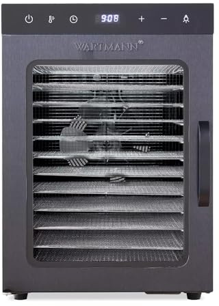 Wartmann WM-2512 Automatisk torkare i rostfritt stål – kompakt dehydrator med 12 BPA-fria torkgaller i rostfritt stål