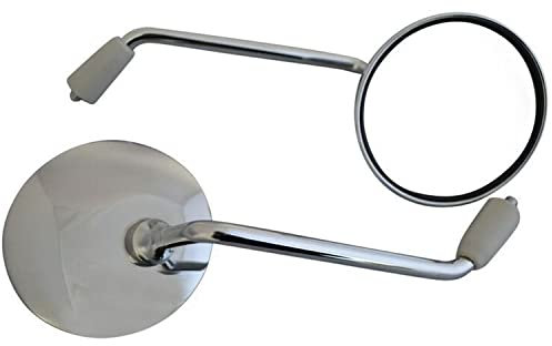 Chrome Scooter Rear View Mirrors for Commuter or Mopeds (2 x 8mm Right Hand (clockwise) Thread)