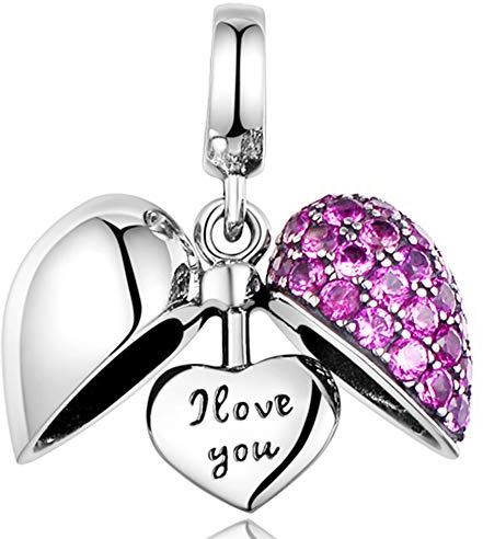 LOVANS 925 Sterling Silber Ich Liebe Dich Herz Charm Perle kompatibel mit europäischen Armbändern