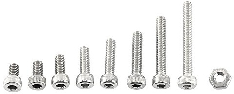 Akozon M2.5 Schrauben Sortiment Set 300pcs M2.5 * 4/5/6/8/10/12/16/20 304 Edelstahl Bolzen Kopf der Kappe Knopfkopf Flacher Fräsen Cruciform Voll Gewinde mit Sechskantmuttern Sortiment (Kappe Kopf)