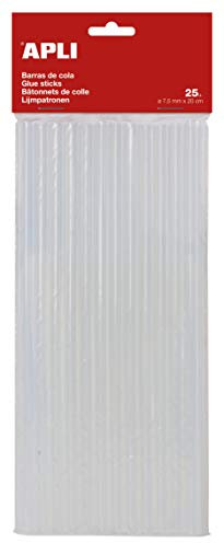 APLI 17003 - Recambio barras de cola termofusible Ø 7,5 mm x 20 cm, Transparente, 25 barras
