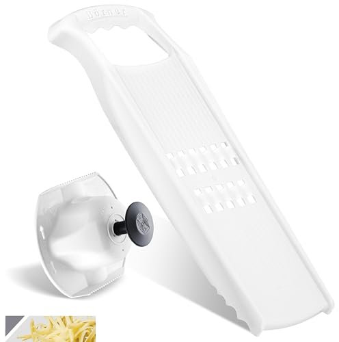 Börner Rösti PowerLine Reibe Set (2-tlg.) • Gemüsehobel + Fruchthalter für Rösti, Zucchinipuffer, Kartoffelpuffer • Gemüseschneider für rohe Kartoffeln • Küchenhobel Set (Weiß)