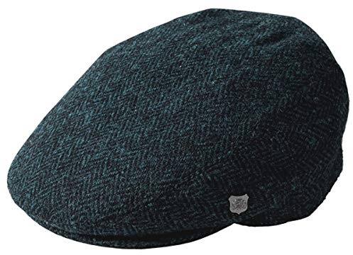 Failsworth Millinery Stornoway Harris Tweed Flat Cap (Latest Version) in Pattern 3302 - Navy, Size: Medium (57cm)