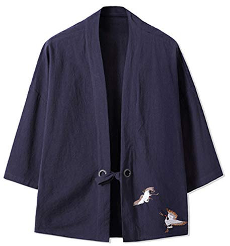Veste Mince de Style Chinois Hanfu Kimono Plus Grande Taille pour Hommes # J Taille 5XL