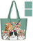 NymphFable 2 Stück Einkaufstasche Wiederverwendbare Süße Katzen Tote Bag Groß Polyester Tragetasche