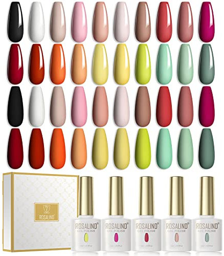 ROSALIND UV Nagellack Set, 20 Farben Schellack Nagellack Gel Nagellack Set, Farbgel für Gelnägel UV LED Soak Off Nail Gel Polish 6ml Valentinstag