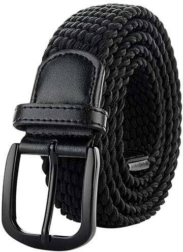 Awlyfm Gürtel Elastischer Flechtgürtel Große Größen Stoffgürtel Damen Herren 120cm Schwarz