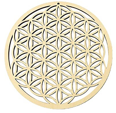 Ailopta La Vida Escultura Pared Decoración del Hogar, Decoración Arte Pared Madera, Decoración Pared Arte Geometría Sagrada, Tablero Madera Rejilla Cristal Chakra