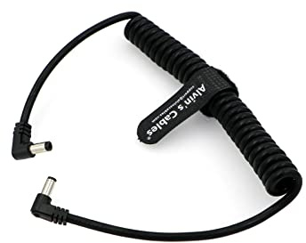 Alvin's Cables DC-Netzkabel 5,5 x 2,1 mm DC-Stecker rechtwinklig gewendeltes Netzkabel für Atomos Shogun Monitor, Blackmagic Video Assist, Sender, Empfänger