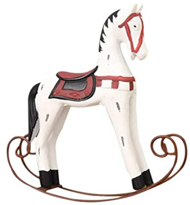 misppro Retro Holz Handwerk Schaukelpferd Schreibtisch Dekor Balance Kunst Figuren Home Office Decor - Weiß