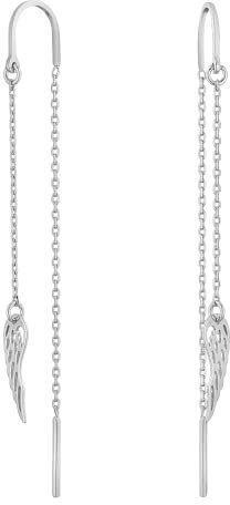 JC Jeweller Carat Damen Einfädel Ohrringe 925 Sterling Silber rhodiniert Zirkonia mit Geschenkbox (Engelsflügel)