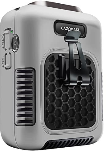 CAZOKASI 2023 Upgrade Waist Clip Fan Wearable Fan Portable Personal Body Fan Powerful 6000mAh Upto 24H Cooling and Heatstroke Prevention Fan (Gray)