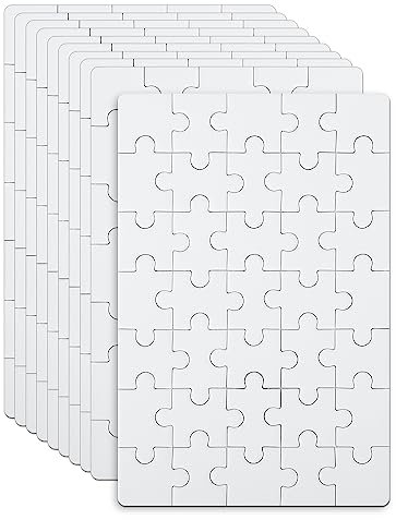 10 Blatt Leere Puzzles, 10 x 15 cm Leere Puzzleteile, 35 Teile Pro, Komplett Weies, DIY Puzzle, Bemalbares für Kinder, Denkspiel
