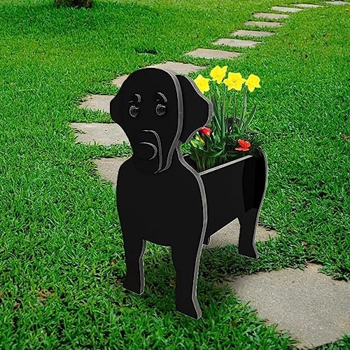 ARRITS Garten kleine Hund Blumentopf, schön Pflanzkübel mit Drainagelöcher, Geschenke Haustier Hunde-Pflanztöpfe, Hund pflanzgefäße für gartendeko, Kakteen, Büro - Labrador Retriever Black