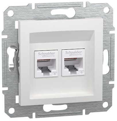 Schneider Electric Asfora EPH4870121D RJ45 Cat.6e - Enchufe de red (2 enchufes, conector de datos, IDC), color blanco