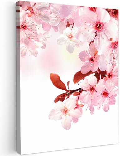 MuchoWow© Quadri su Tela 50x70 cm Foto Quadro Moderno Soggiorno Canvas Decorazioni Camera da Letto con Fiori - Sakura - Rosa - Primavera - Rami in fiore