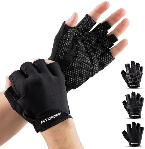 Fitgriff® Trainingshandschuhe für Damen und Herren - Fitness Handschuhe für Krafttraining, Kraftsport, Training, Gym, Workout, Lifting Gloves (Black, 9)