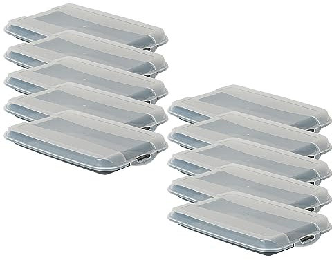 Novaliv 10er-Set Anthrazit Premium Aufschnittbox mit Transparentem Deckel, Frischhaltedosen für Wurst & Käse Maße 25x17x3 cm Kühlschrank Organizer Knäckebrotbox Wohnung must-have Küchen Gadgets