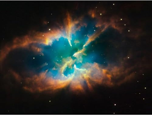 Artery8 Hubble Space Telescope Image Planetary Nebula NGC 2818 Red Green Blue Gas Cloud Glowing Outer Layers Open Star Cluster Large XL Wall Art Canvas Print