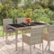 RAUGAJ Outdoor-Möbel Gartentisch mit Glasplatte grau 150x90x75cm Poly Rattan-Möbel