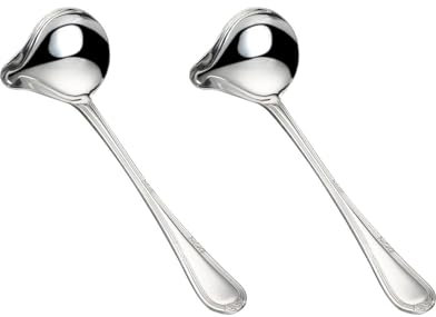 JDCMEI 2 pièces Louche à Sauce en Acier Inoxydable, Louche à Sauce avec Bec Verseur Cuillère à Sauce Inoxydable Cuillère à Sauce avec Manche Long Petite Cuillère Bruine pour Soupe Sauce Vinaigrettes