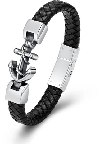 VCCWYQK Anchor Urn Bracelet for Ashes for Men Cremation Jewelry Fish Hook Keepsake Bracelet Memorial Jewelry Gifts for Human