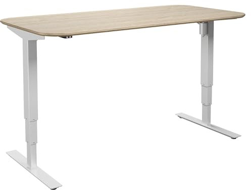 kaiserkraft | Schreibtisch Atlanta Trend | elektrisch höhenverstellbar | gerade | abgerundete Ecken | BxT 140x80 cm | Eiche/weiß