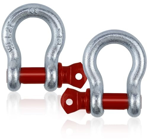 FAELNK 2PCS Grillete de Acero Cargas Pesadas con Perno Ocular Grilletes Rizados Grillete Curvo de Alta Resistencia para Recuperar Remolque Amarre Toldo y Barco (WLL: 2,0 t)
