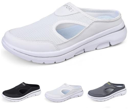 Solshine Damen Herren Hausschuhe Sommer Atmungsaktive Clogs D319 Weiß 39EU