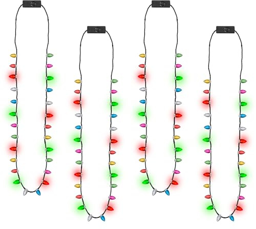 24 x Weihnachts-Halskette, leuchtend, Weihnachtsbirnen-Zubehör, 3 Modi, bunte Lichter, Weihnachtsgeschenke, Weihnachtshalskette für hässliche Pullover, Neujahr, Partyzubehör, Dekoration, Kunststoff