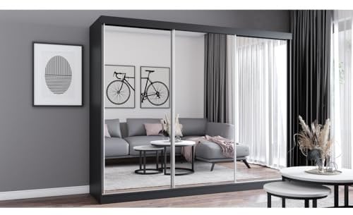 Fabryka Mebli Idźczak Kleiderschrank mit Spiegel - Schwebetürenschrank - Schlafzimmerschrank - 62 x 250 x 215 cm - Wohnzimmerschrank - Garderobenschrank, Schrank mit Zwei Türen, modern
