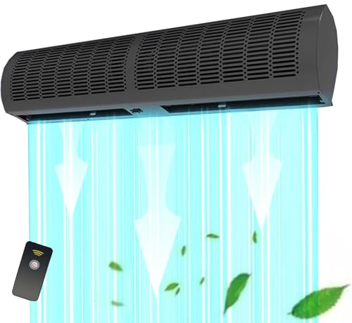 BDJSN Commercial Air Curtain, Wall Mounted Silent Fan With Remote Control, 2 Speeds Adjustable Door Top-mounted Fan, Easy-Install, for Supermarkets, Hotels, Restaurants, Cold Storage, Coffee Shops