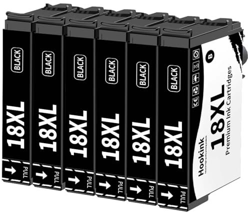 Hookink 18XL Multipack Druckerpatronen Kompatibel für Epson 18XL 18 XL für Expression Home XP-215 XP-312 XP-305 XP-205 XP-225 XP-315 XP-412 XP-422 XP-415 XP-325 (6er-Pack)