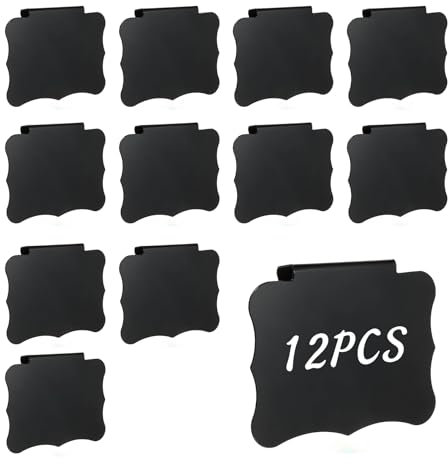 Basket Labels Clip On for Storage Boxes 12 Pcs Removable Basket Drawer Tags Labels Chalkboard Chalk Label for Bin Shelf Laundry