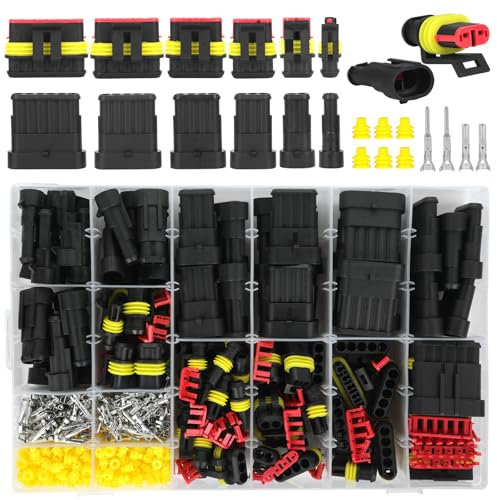 KOMABLEN 808Pcs kfz Stecker, Kabel Steckverbinder 1/2/3/4/5/6 Polig, IP67 Wasserdicht Steckverbindung kfz Steckverbinder, Kabelstecker & - Verbindungen 250V für Auto, LKW, Motorrad, Boots